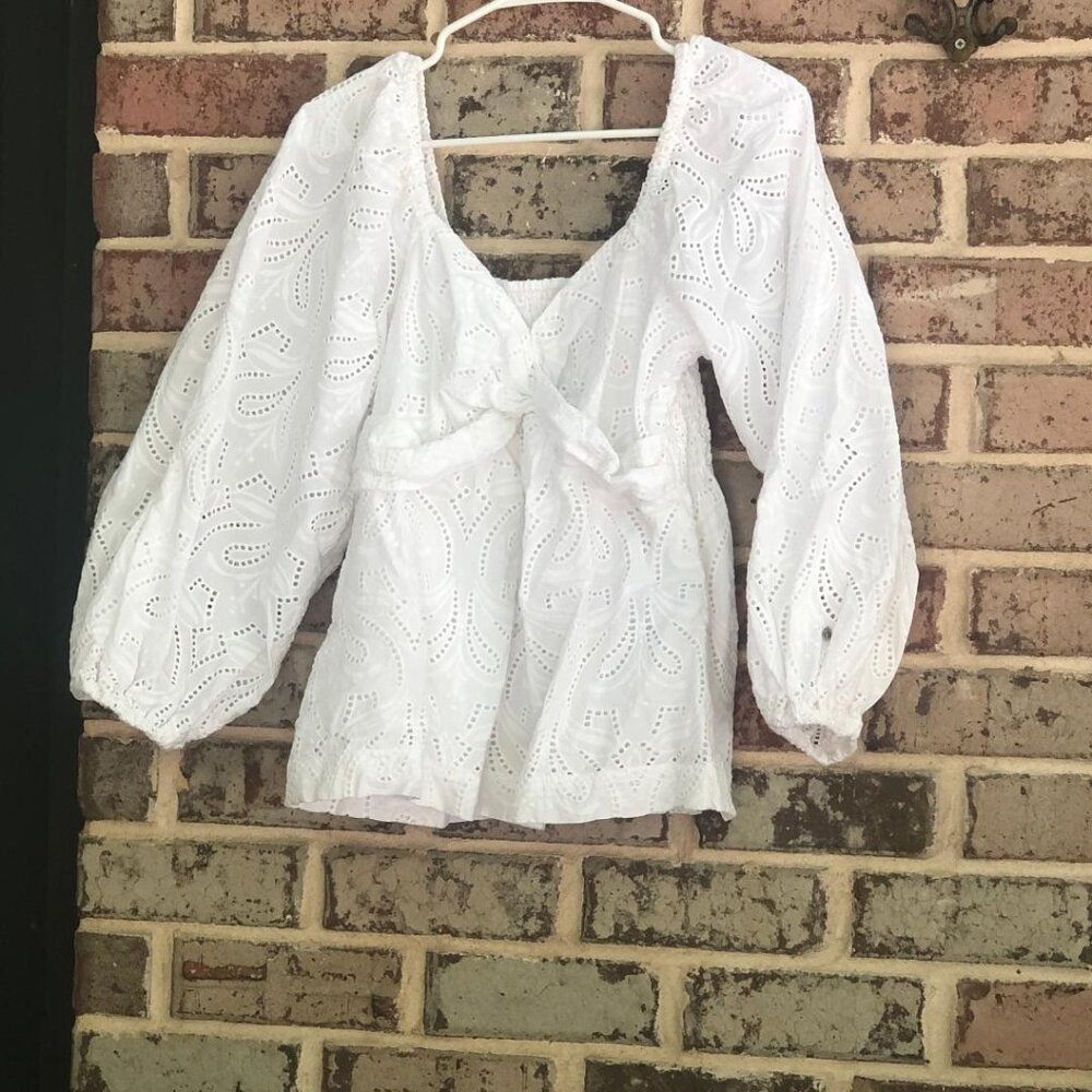 Banana Republic White Eyelet Top